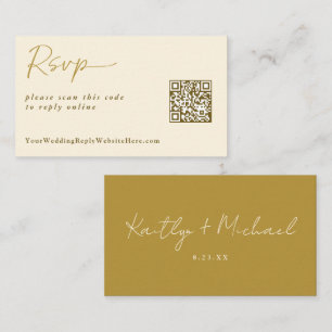 Gold Cream Wedding RSVP Reply Online Kaart Modern