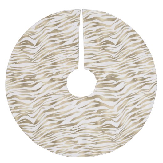 Gold Cream White Zebra Animal Print Kerstboom Rok (Voorkant)