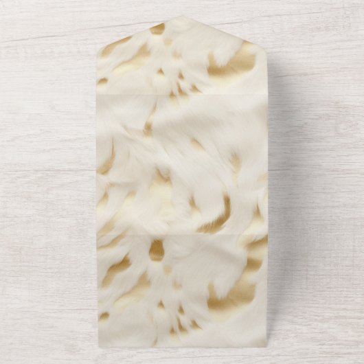 Gold Cream Wit Western Koeienhuid All In One Uitnodiging (Buitenkant)