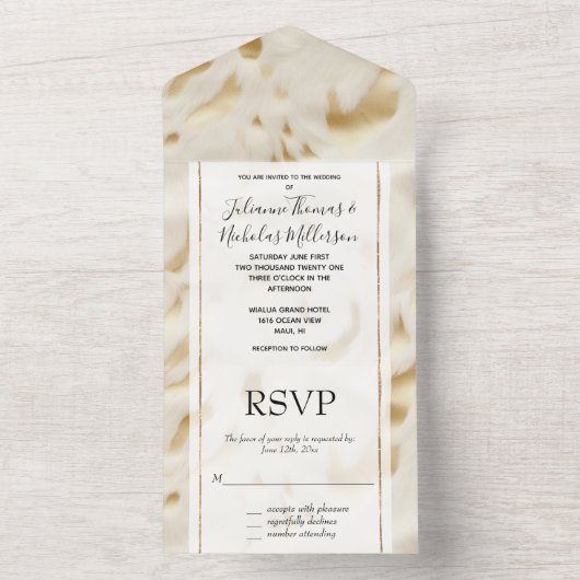 Gold Cream Wit Western Koeienhuid All In One Uitnodiging (Binnen)