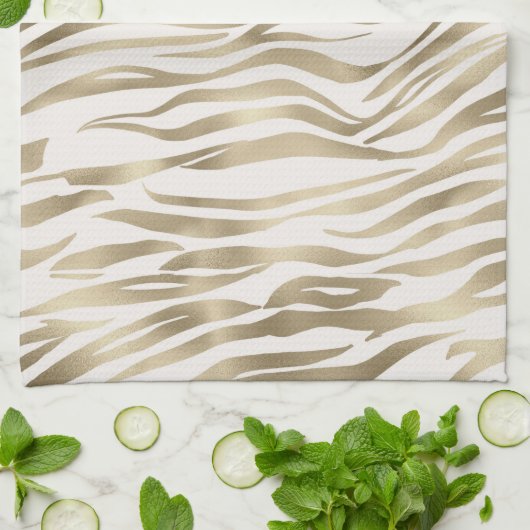Gold Cream Zebra afdrukken Theedoek (Gevouwen)