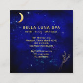 *~* Gold Crescent Moon - Gold Foliage Leaves Vierkante Visitekaartje (Achterkant)