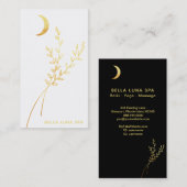 *~* Gold Crescent Moon Gold Greenerves Visitekaartje (Voorkant / Achterkant)