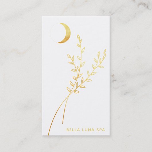 *~* Gold Crescent Moon Gold Greenerves Visitekaartje (Voorkant)