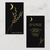 *~* Gold Crescent Moon Gold Leaves Greenery Visitekaartje (Voorkant / Achterkant)