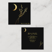 ** Gold Crescent Moon Gold-olievlekken Vierkante Visitekaartje (Voorkant / Achterkant)
