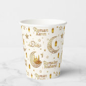 Gold Crescent Ramadan Calligraphy Iftar Party Papieren Bekers (Rechts)