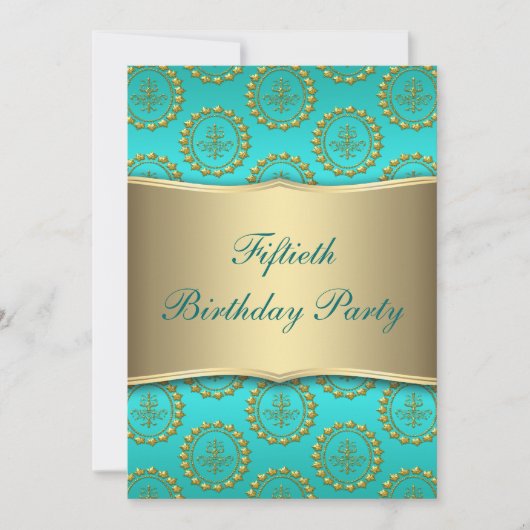 Gold Crest Blauwgroen vrouwen 50ste verjaardagsfee Kaart (Voorkant)