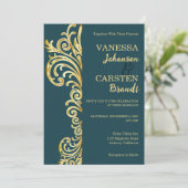 Gold Crest bruiloft uitnodiging (Staand voorkant)