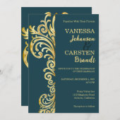 Gold Crest bruiloft uitnodiging (Voorkant / Achterkant)