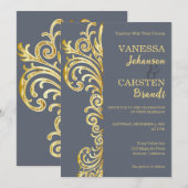 Gold Crest bruiloft uitnodiging (Voorkant / Achterkant)