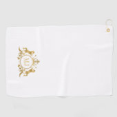 Gold Crest cirkel en 2 paarden, badge koninklijke  Golfhanddoek (Horizontaal)