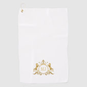 Gold Crest cirkel en 2 paarden, badge koninklijke  Golfhanddoek (Voorkant)