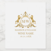 Gold Crest cirkel en 2 paarden, badge koninklijke  Wijn Etiket (Enkel label)