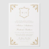 Gold Crest Monogram Lijst bruiloft Vellum Uitnodigingen (Voorkant)