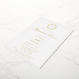  Gold Crest Monogram repetitiediner Folie Uitnodiging