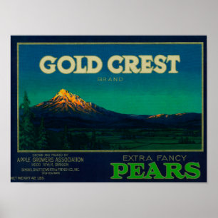 Gold Crest Pear Crate LabelHood River, OF Poster