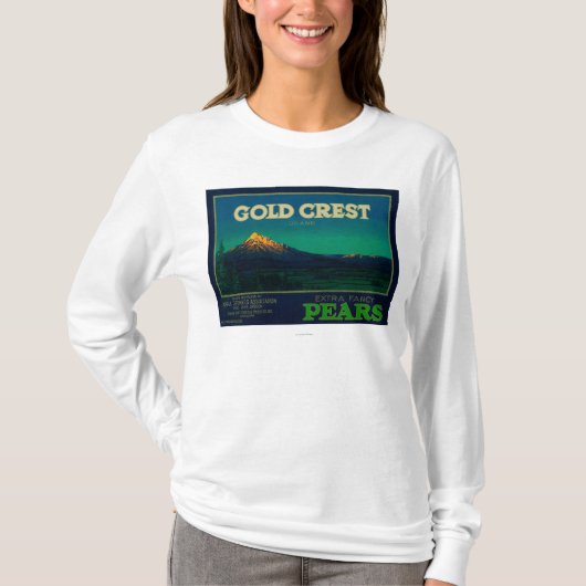 Gold Crest Pear Crate LabelHood River, OF T-shirt (Voorkant)