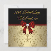 Gold Crest Red Bow Vrouwen Elegant 50ste Verjaarda Kaart (Voorkant)