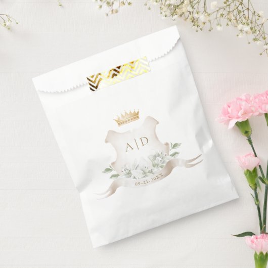 Gold Crest Royal Crown Bruiloft Monogram Bedankzakje (Gezegeld)