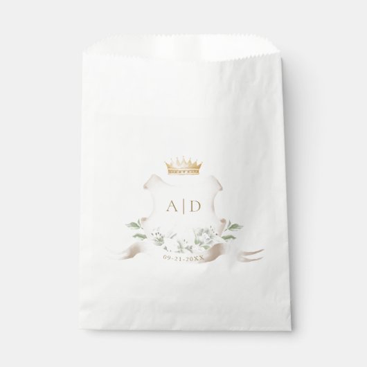 Gold Crest Royal Crown Bruiloft Monogram Bedankzakje (Voorkant)