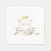 Gold Crest Royal Crown Bruiloft Monogram Servet (Voorkant)