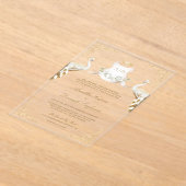 Gold Crest Royal Indian White Peacock Bruiloft Acryl Uitnodigingen (Laagn)