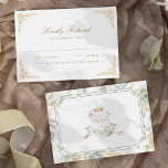 Gold Crest Royal Indian White Peacock Bruiloft RSVP Kaartje<br><div class="desc">Elegante RSVP-kaart met een  kuif met prachtig gouden lijst.</div>