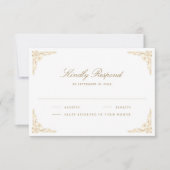 Gold Crest Royal Indian White Peacock Bruiloft RSVP Kaartje (Voorkant)