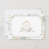 Gold Crest Royal Indian White Peacock Bruiloft RSVP Kaartje (Achterkant)