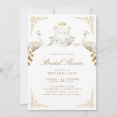 Gold Crest Royal White Peacock Vrijgezellenfeest Kaart (Voorkant)