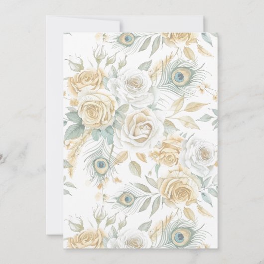 Gold Crest Royal White Peacock Vrijgezellenfeest Kaart (Achterkant)