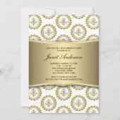 Gold Crest White Elegant 50e verjaardag Uitnodigin Kaart (Achterkant)