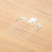 Gold Crest White Peacock Wedding Save the Date Acryl Uitnodigingen (Laagn)