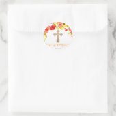 Gold Cross Baby Doop Bloemen Bedankt Favor Ronde Sticker (Tas)