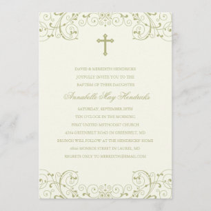 Gold Cross Baptism/Christening Uitnodiging