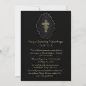 Gold Cross Black Death Announcement Card Aankondiging (Voorkant)