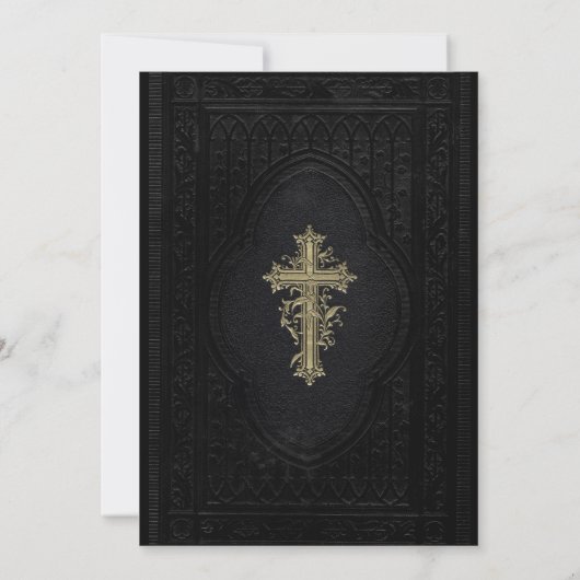 Gold Cross Black Death Announcement Card Aankondiging (Achterkant)