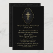 Gold Cross Black Death Announcement Card Aankondiging (Voorkant / Achterkant)