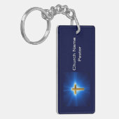 Gold Cross Blue Sky Church Pastor Business Sleutelhanger (Voorkant Links)