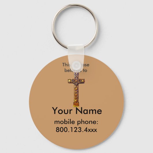 Gold Cross-case ID-label Sleutelhanger (Voorkant)