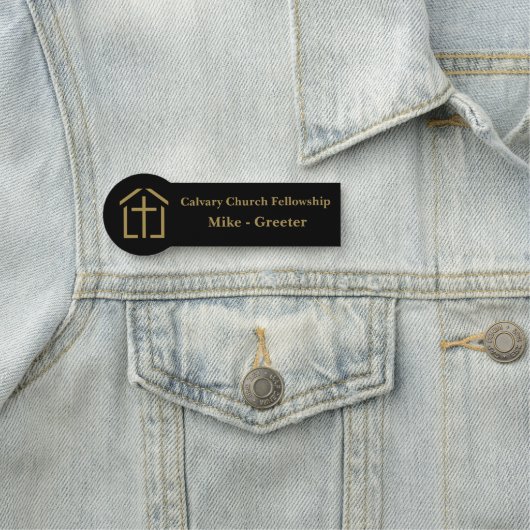 Gold Cross Church Greeter Gebruikersnaam Tag (In situ)