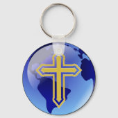 Gold Cross en Earth Sleutelhanger (Voorkant)