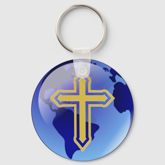 Gold Cross en Earth Sleutelhanger (Voorkant)