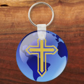 Gold Cross en Earth Sleutelhanger (Voorkant)