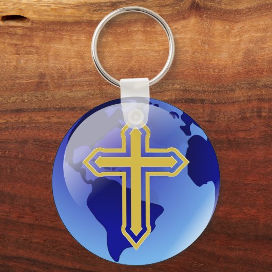 Gold Cross en Earth Sleutelhanger (Voorkant)