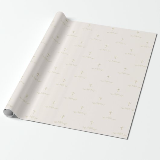 Gold Cross en Laurels Cadeaupapier (Uitgerold)