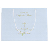 Gold Cross en Laurels in Light Blue Large Cadeautasje (Voorkant)