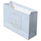 Gold Cross en Laurels in Light Blue Large Cadeautasje (Voorkant Gekanteld)