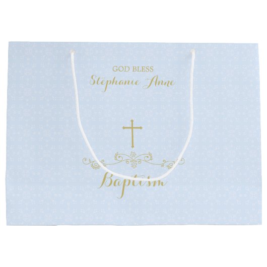 Gold Cross en Laurels in Light Blue Large Cadeautasje (Achterkant)
